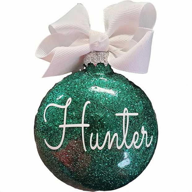 Personalisierter Weihnachtskugel- Ornaments Geschenk, individueller glitzernder Name.