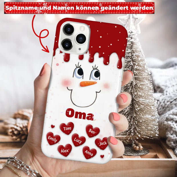 Personalisierte Schneemann-Herzen-Handyhülle