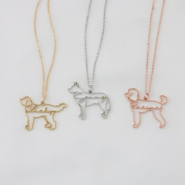 A personalized necklace made with names or initials ♡ Customized in the shape of a dog or cat pet! Engraved with a name ♡ One of a kind in the world! Birth memory ♡ Pet ♡