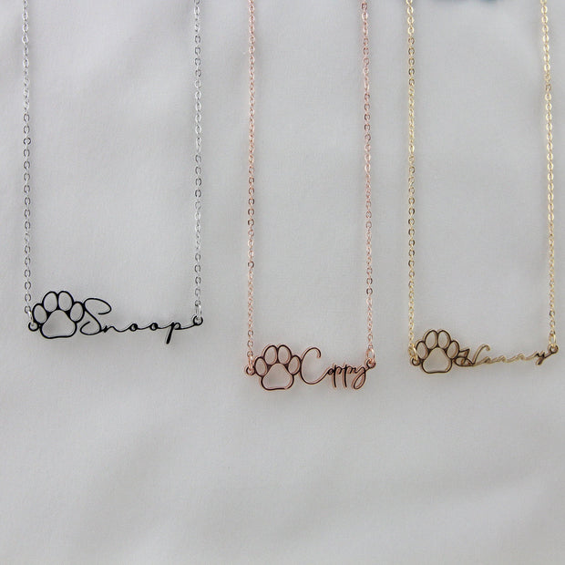 Custom name necklaces ♡ We create them in the shape of dog paws! Name engraving ♡ One-of-a-kind in the world!