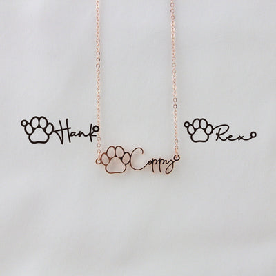 Custom name necklaces ♡ We create them in the shape of dog paws! Name engraving ♡ One-of-a-kind in the world!